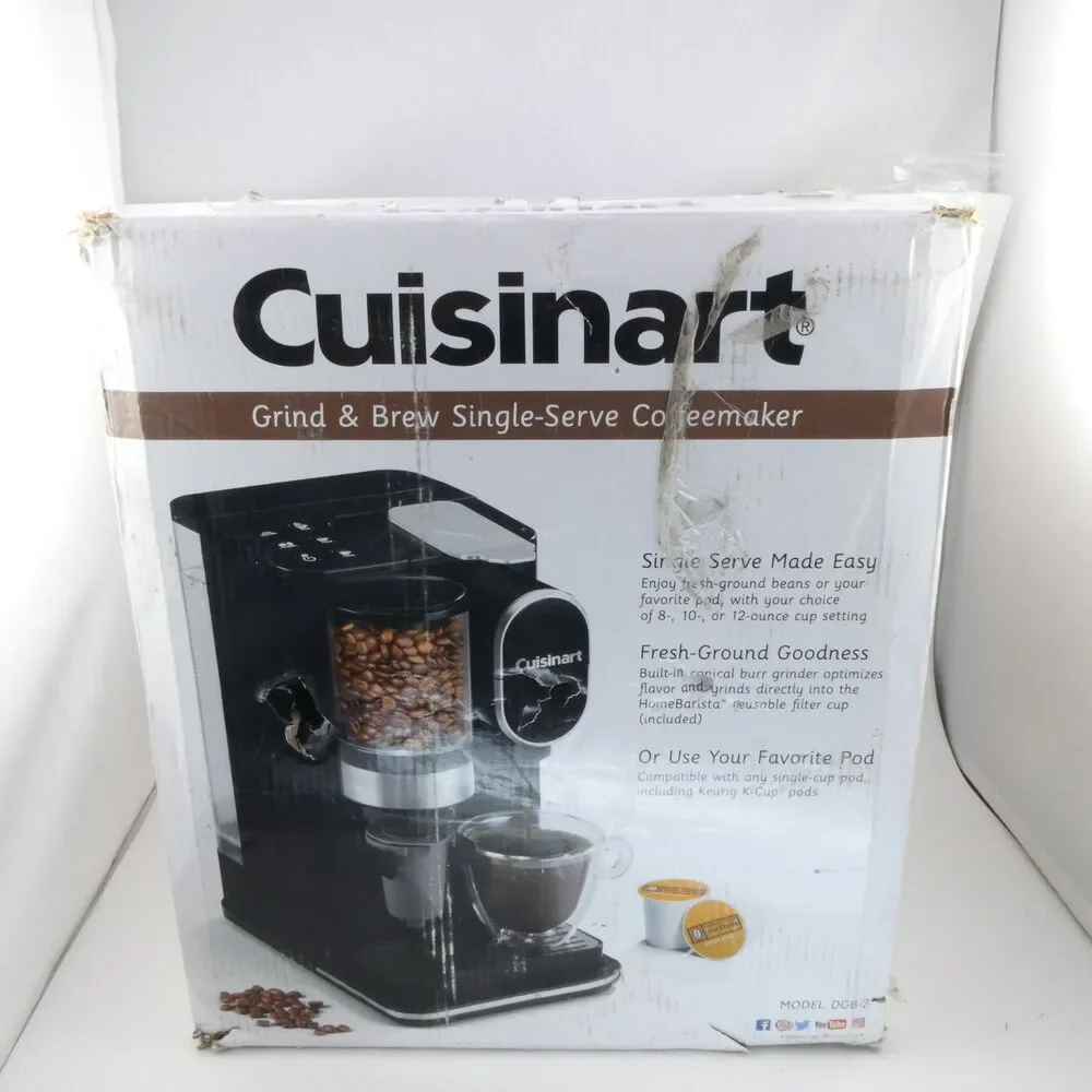New Open Box Cuisinart Grind & Brew Single Serve Coffee Maker DGB-2